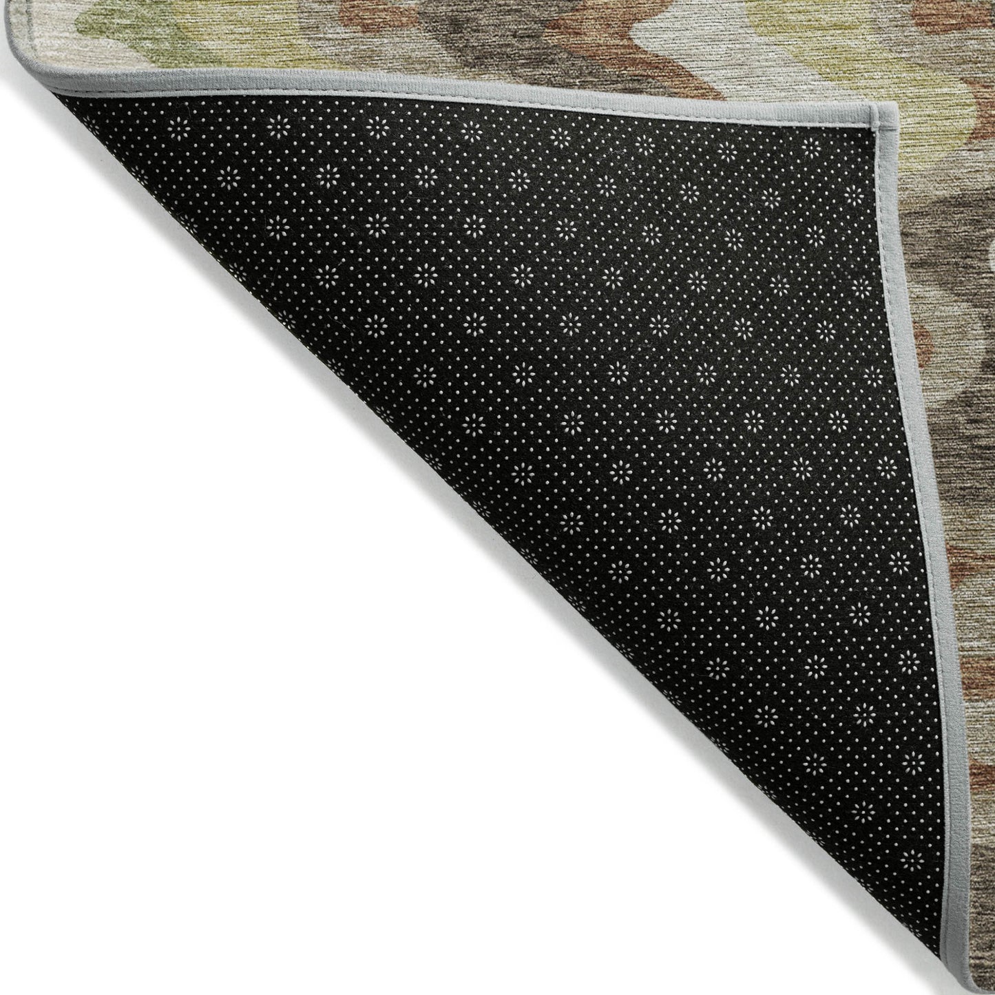 5' X 8' Chocolate Copper And Artichoke Green Abstract Washable Indoor Outdoor Area Rug