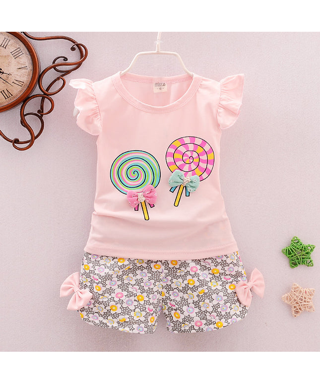 Ensemble deux pièces pour filles, motif dessin animé