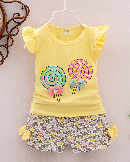 Ensemble deux pièces pour filles, motif dessin animé