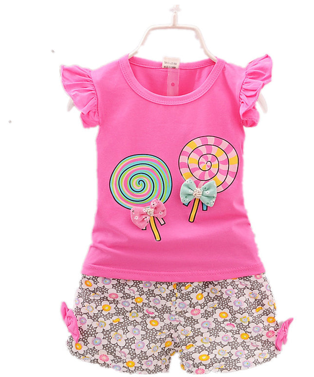 Ensemble deux pièces pour filles, motif dessin animé