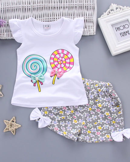 Ensemble deux pièces pour filles, motif dessin animé