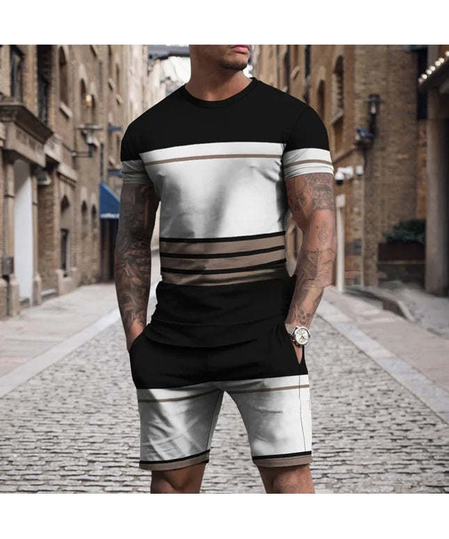 Ensemble de sport décontracté multicolore à manches courtes