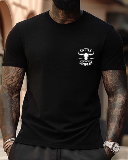 T-shirts à manches courtes imprimés bétail pour homme