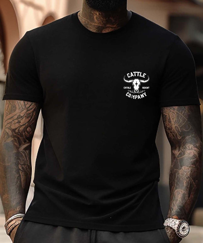 T-shirts à manches courtes imprimés bétail pour homme