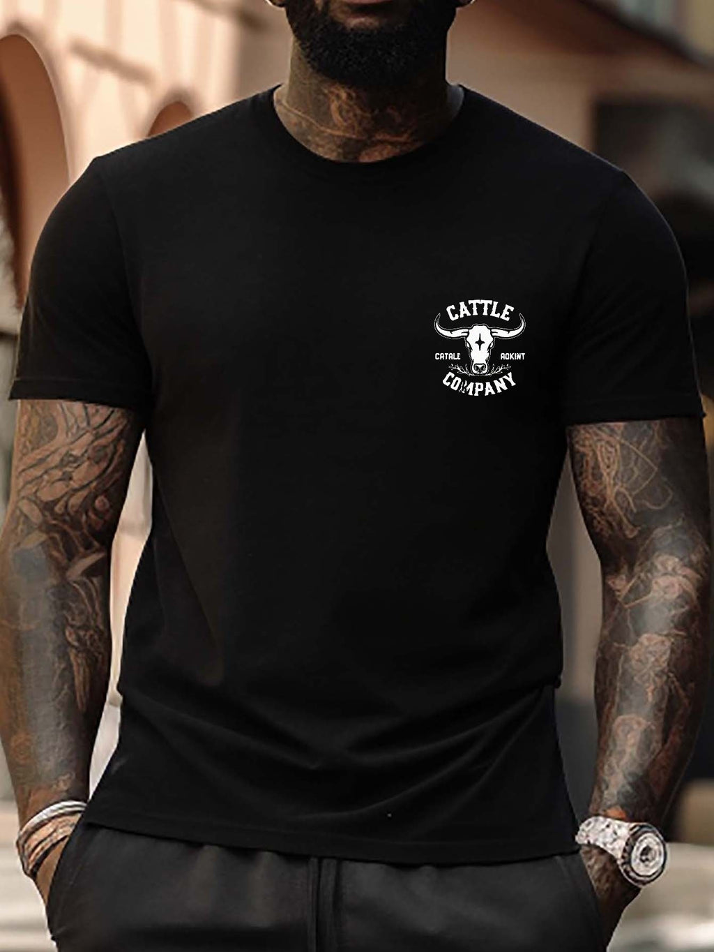 T-shirts à manches courtes imprimés bétail pour homme