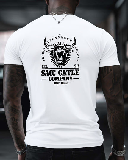 T-shirts à manches courtes pour hommes avec taureau imprimé