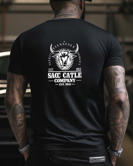 T-shirts à manches courtes pour hommes avec taureau imprimé