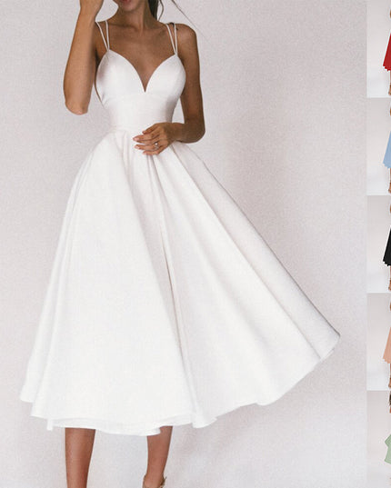 Robe longue à col en V