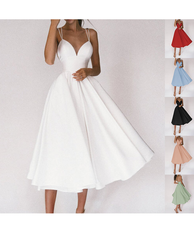 Robe longue à col en V