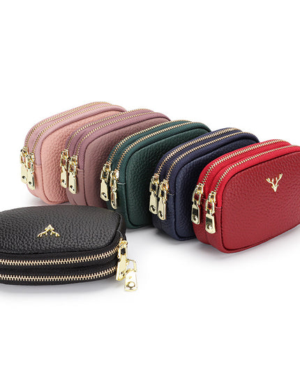 Porte-monnaie en cuir véritable pour femme