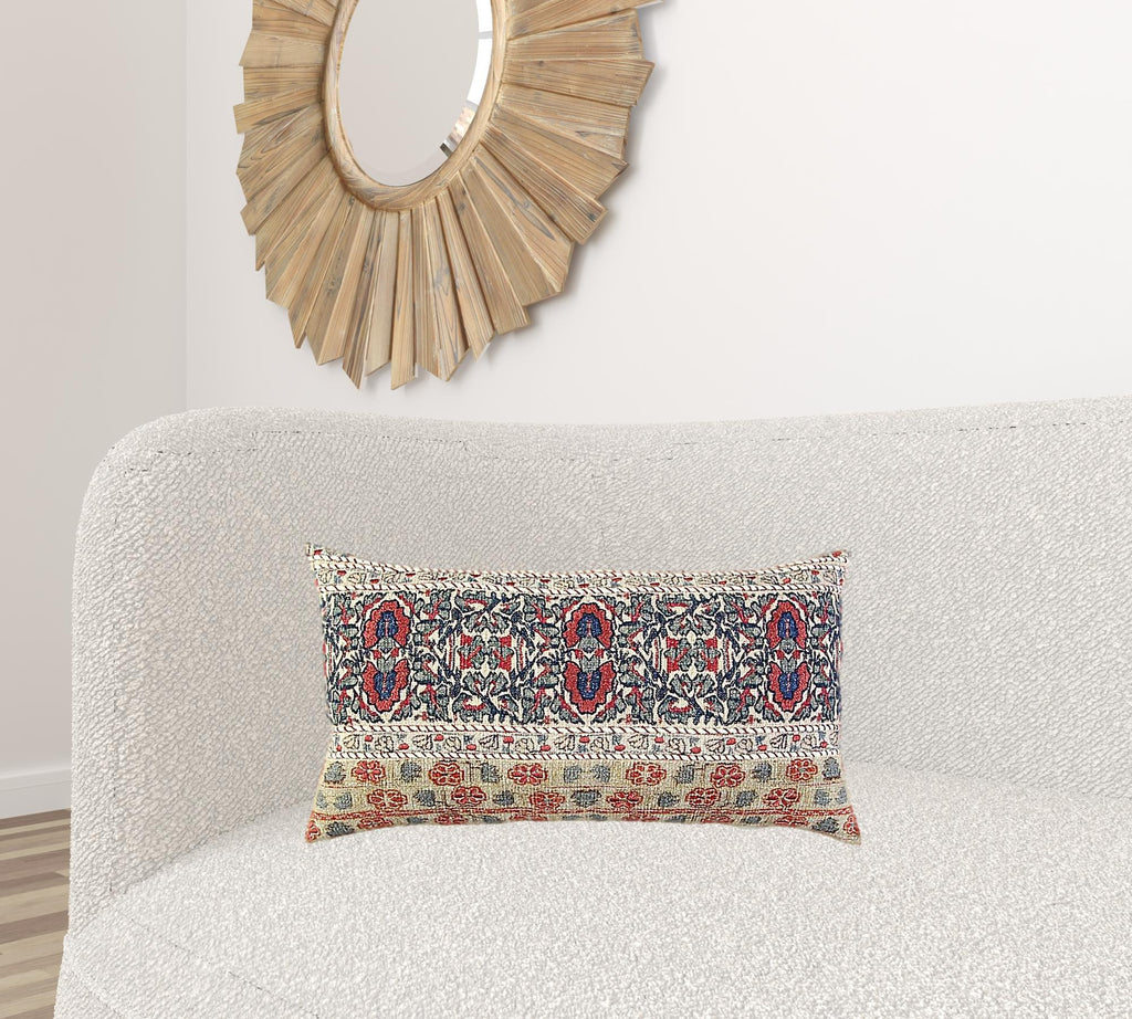 Coussin lombaire à motifs beige rouge
