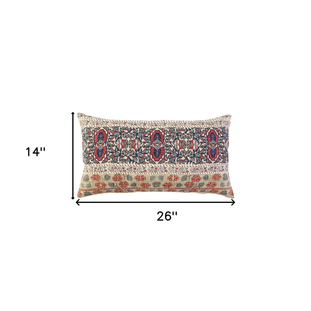 Coussin lombaire à motifs beige rouge