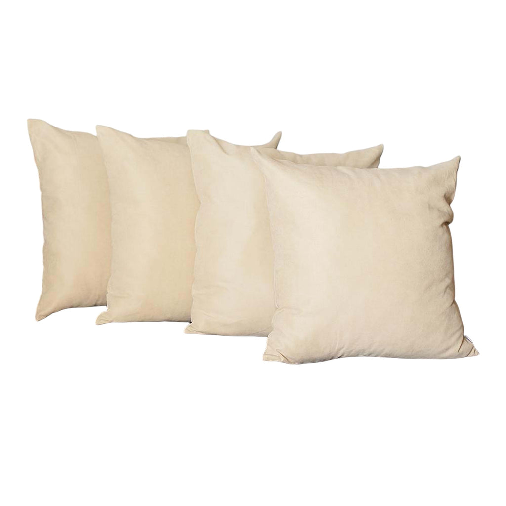Lot de quatre housses de coussin zippées en polyester beige 55 x 55 cm