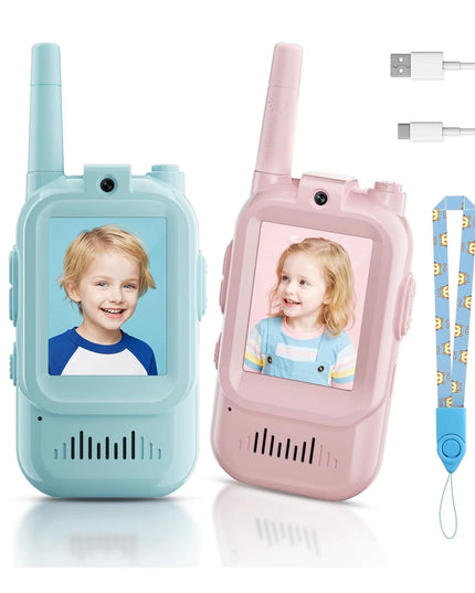 Mini talkies-walkies vidéo sans fil pour enfants, lot de 2, rechargeables, avec caméra interphone