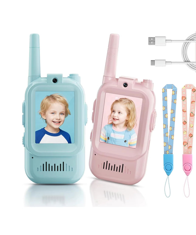 Mini talkies-walkies vidéo sans fil pour enfants, lot de 2, rechargeables, avec caméra interphone