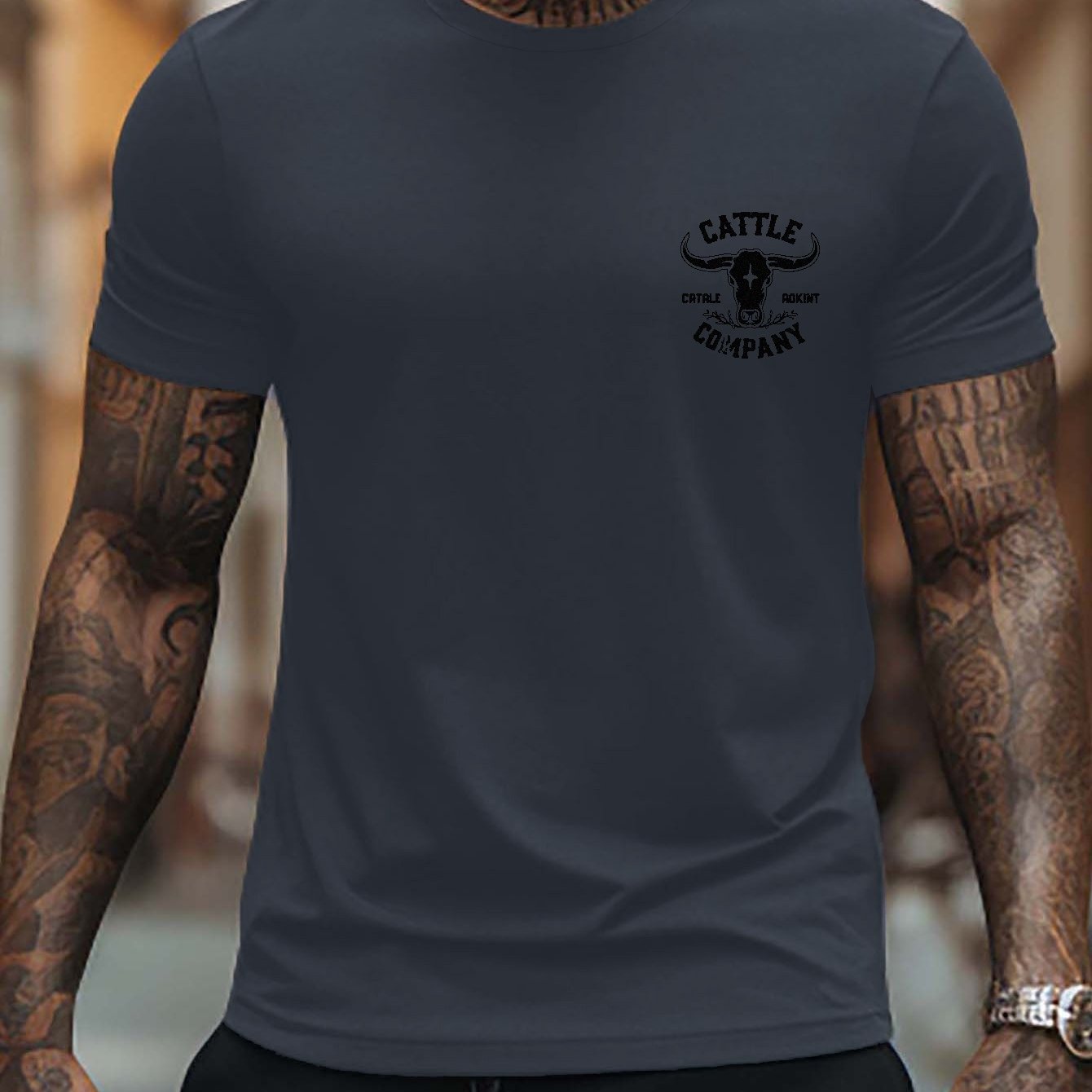 T-shirts à manches courtes imprimés bétail pour homme