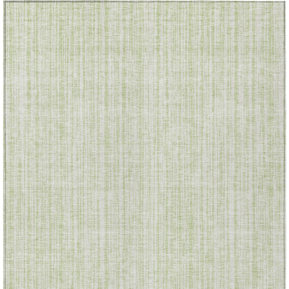 9' X 12' Mint Green And Ivory Striped Washable Indoor Outdoor Area Rug