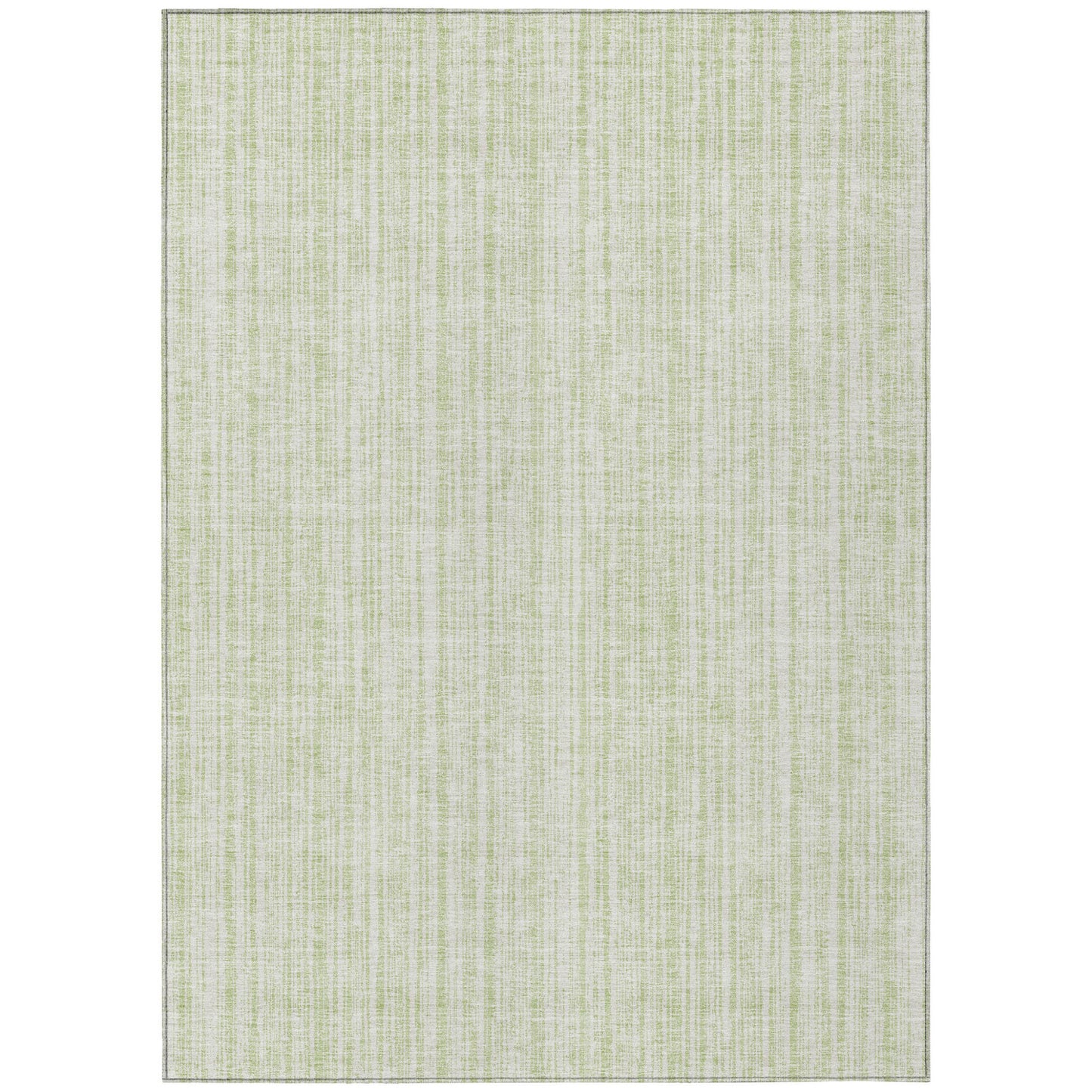 9' X 12' Mint Green And Ivory Striped Washable Indoor Outdoor Area Rug