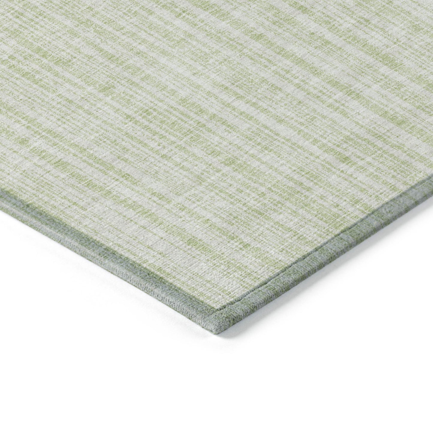 9' X 12' Mint Green And Ivory Striped Washable Indoor Outdoor Area Rug