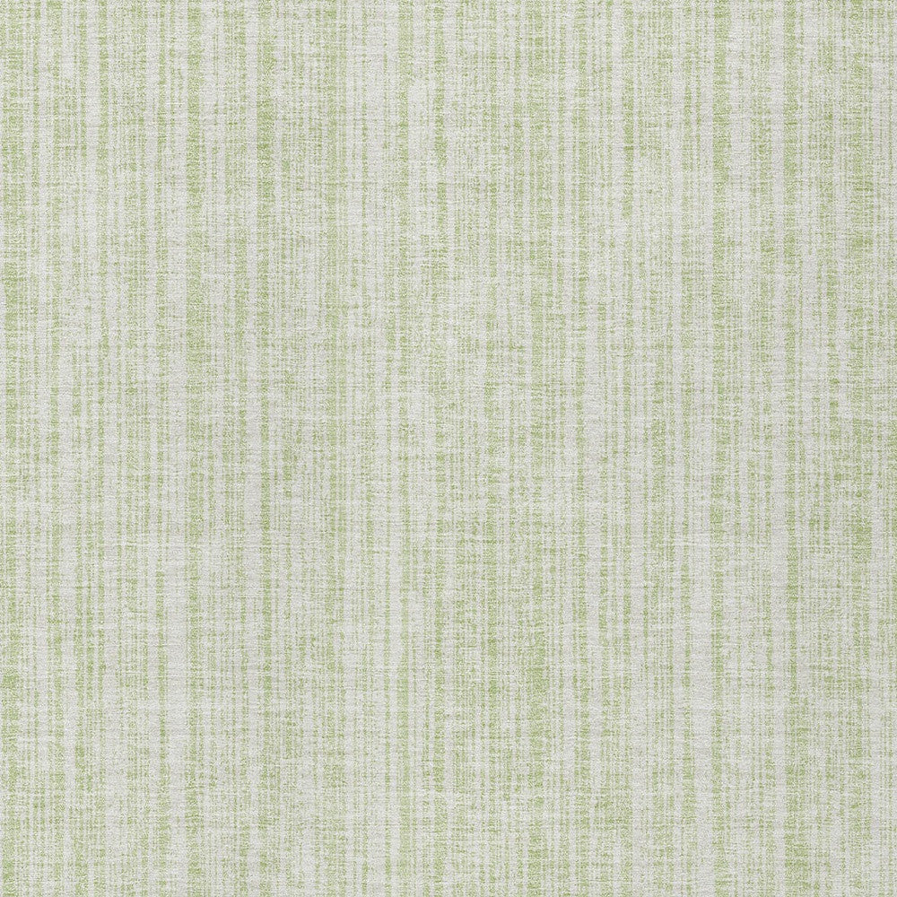 9' X 12' Mint Green And Ivory Striped Washable Indoor Outdoor Area Rug