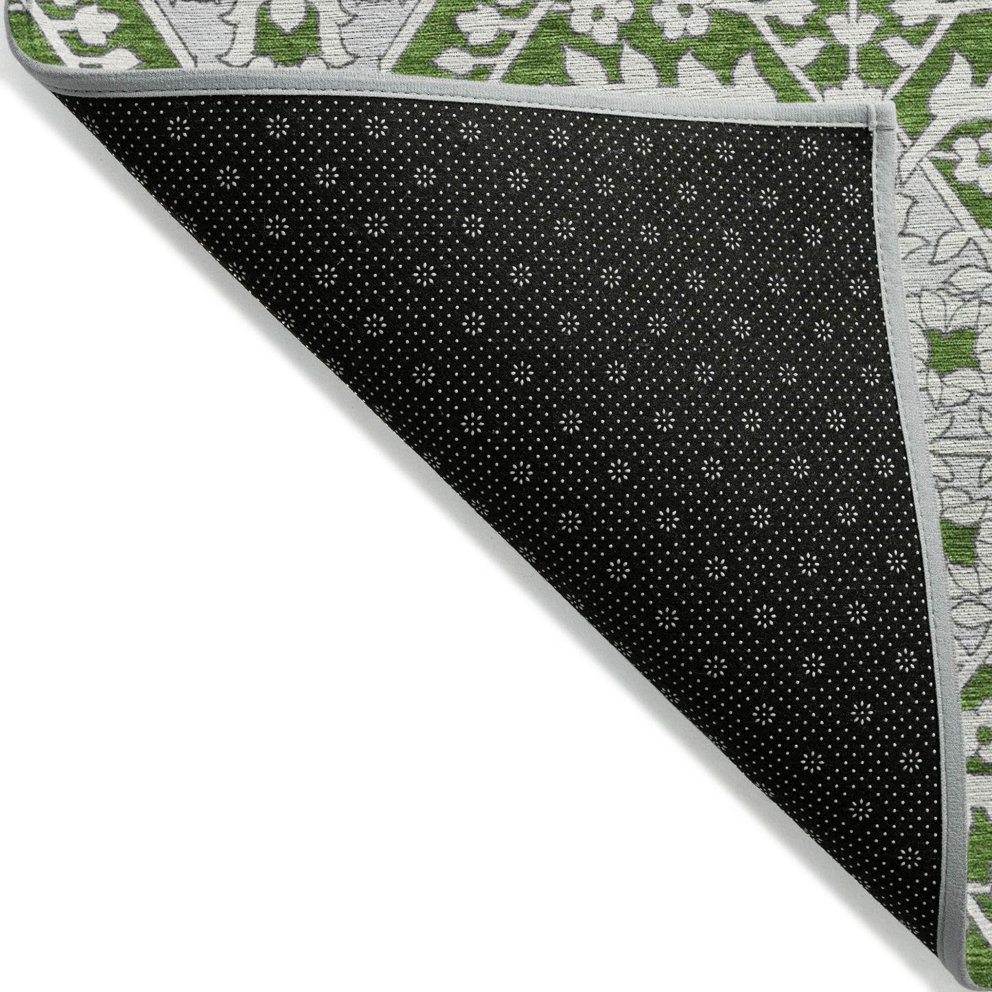 10' X 14' Green Gray And Taupe Floral Washable Indoor Outdoor Area Rug