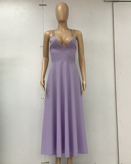 Robe longue à col en V