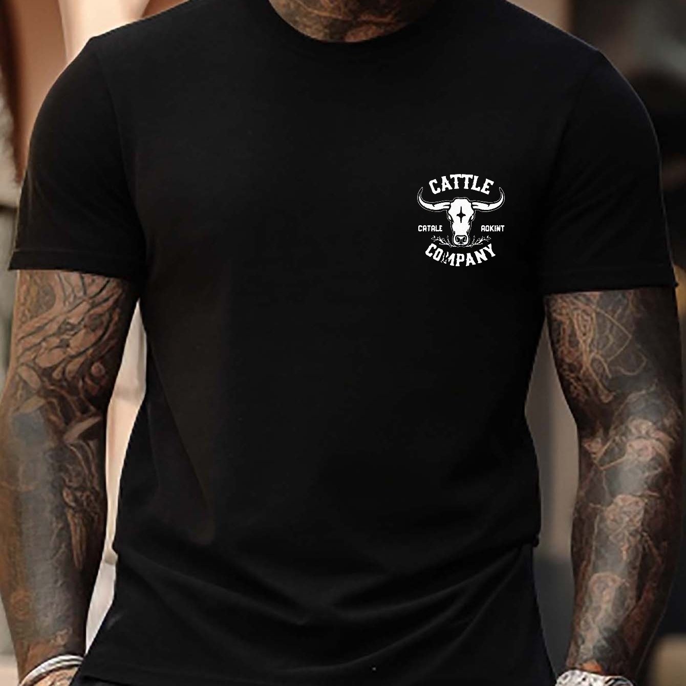 T-shirts à manches courtes imprimés bétail pour homme