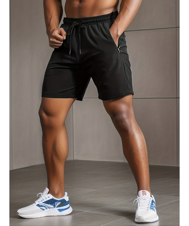 Short de sport performant pour homme - Tissu extensible à séchage rapide, poches zippées sécurisées, cordon de serrage ajustable