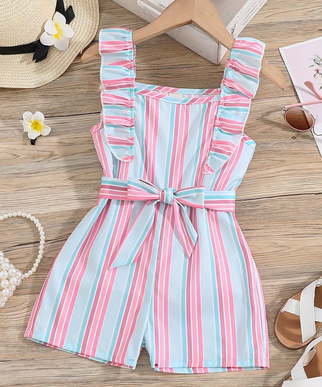 Combinaison rayée sans manches pour fille