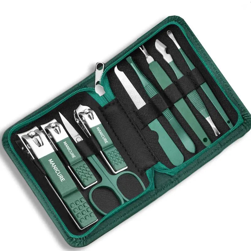 Kit de soins des ongles professionnel 7/10/12/18 pièces, ensemble de manucure et pédicure en acier inoxydable, ensemble de coupe-ongles avec étui de transport
