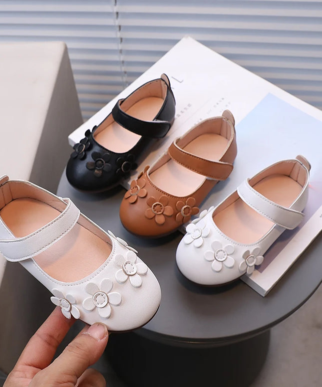 Chaussures Mary Jane pour fille, motif floral, trois couleurs, légères et élégantes, chaussures de princesse pour enfants, peu profondes, faciles à assortir, chics et plates, tailles 21 à 30