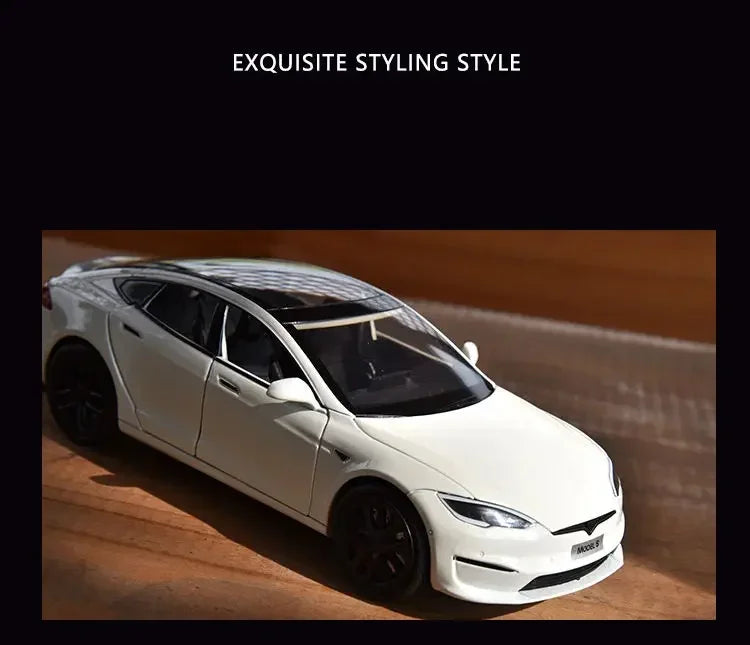 Modèle de voiture Tesla en alliage moulé sous pression, échelle 1:24, jouet en métal, collection de simulation, son et lumière, jouet pour enfants, cadeau