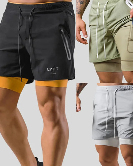 2024 Summer LYFT new Men's Athleisure shorts Double fake two basketball Fitness sweat drying shorts