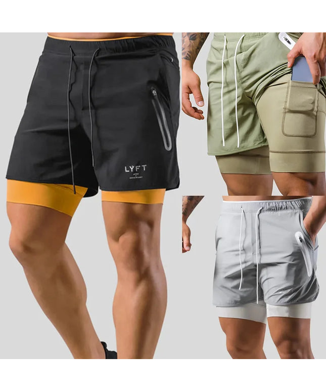 2024 Summer LYFT new Men's Athleisure shorts Double fake two basketball Fitness sweat drying shorts