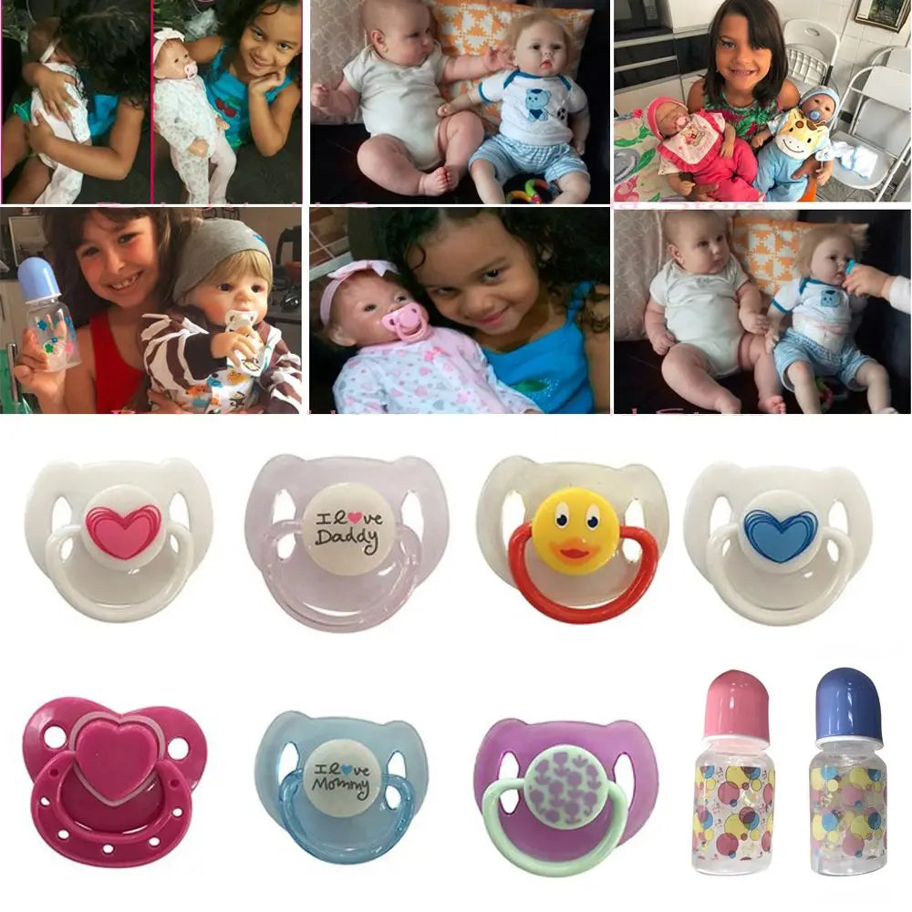 Sucette factice + tétines magnétiques pour poupées reborn, nouveau-né, jouet pour enfants, mignon et adorable, fournitures pour poupées