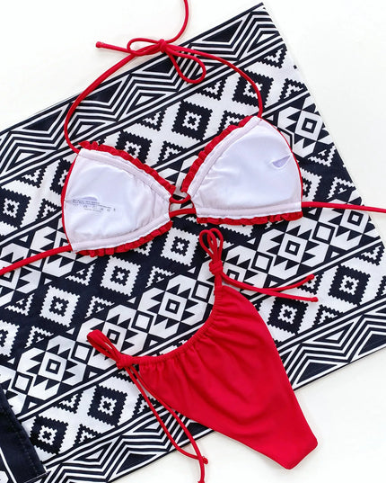 Maillot de bain bikini plissé ajustable