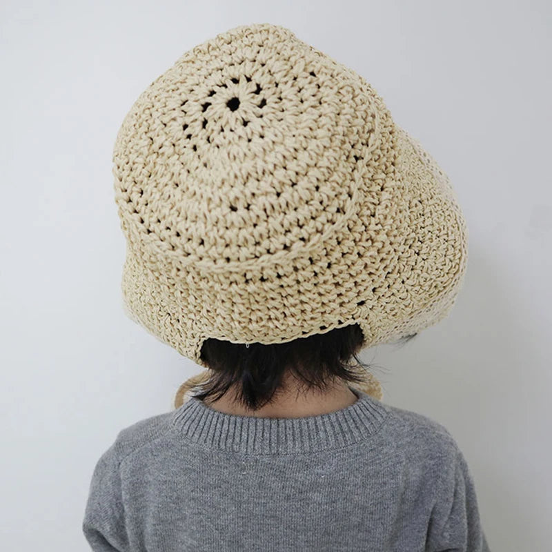 Chapeau de paille princesse à volants en dentelle pour enfants de 1 à 6 ans