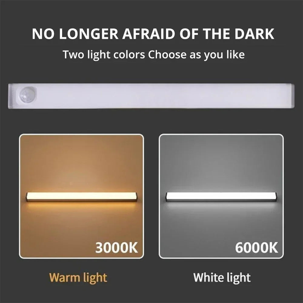 Veilleuse LED sans fil avec détecteur de mouvement, rechargeable par USB, magnétique, pour armoire, placard, cuisine, couloir
