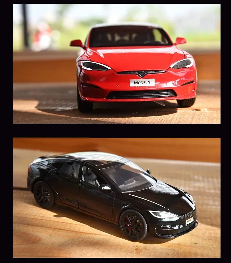 Modèle de voiture Tesla en alliage moulé sous pression, échelle 1:24, jouet en métal, collection de simulation, son et lumière, jouet pour enfants, cadeau