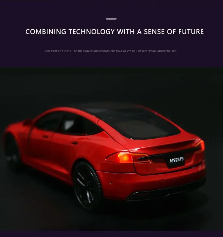 Modèle de voiture Tesla en alliage moulé sous pression, échelle 1:24, jouet en métal, collection de simulation, son et lumière, jouet pour enfants, cadeau