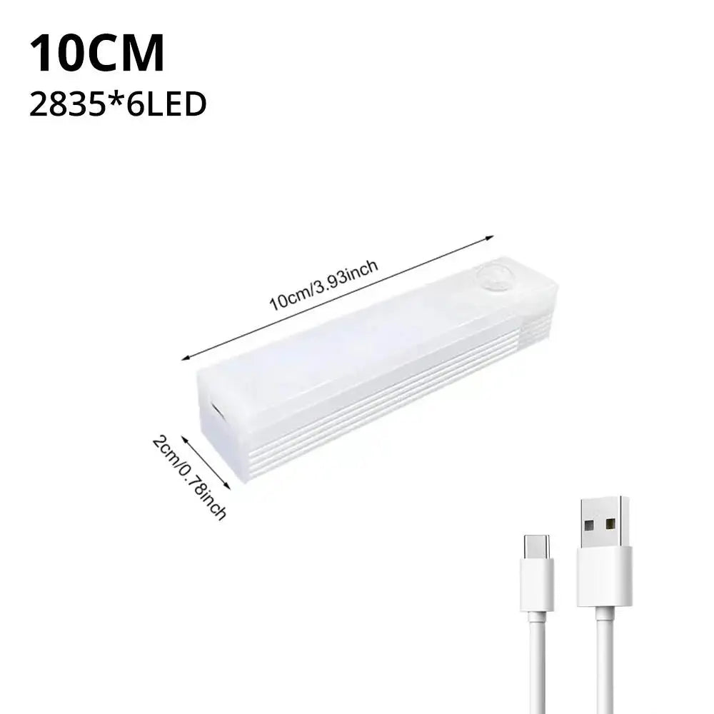 Veilleuse LED sans fil avec détecteur de mouvement, rechargeable par USB, magnétique, pour armoire, placard, cuisine, couloir