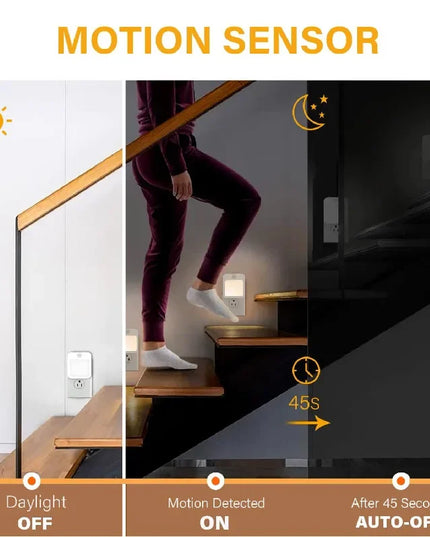 Veilleuse LED avec détecteur de mouvement, prise UE, sans fil, pour chambre d'enfant, chevet