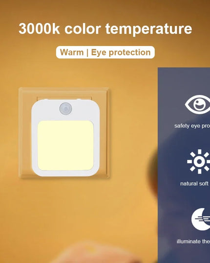 Veilleuse LED avec détecteur de mouvement, prise UE, sans fil, pour chambre d'enfant, chevet