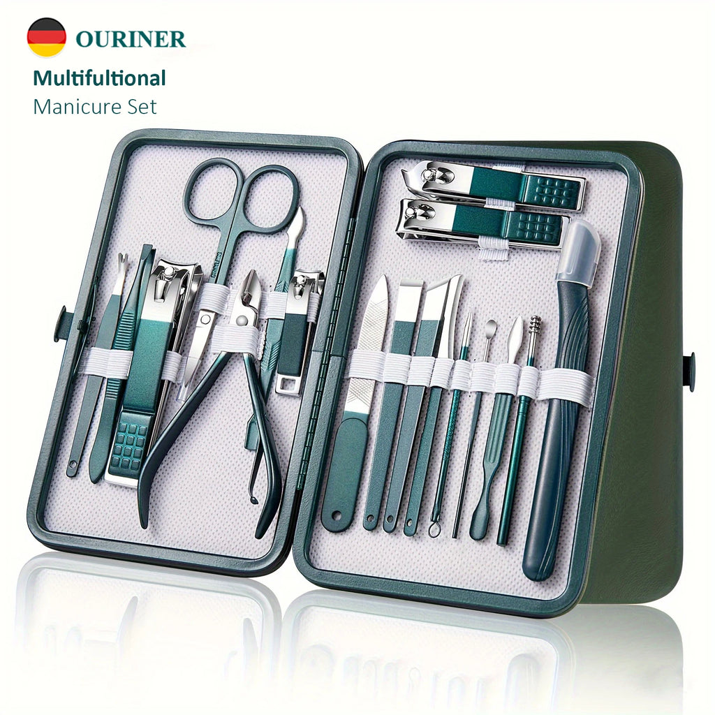 Kit de soins des ongles professionnel 7/10/12/18 pièces, ensemble de manucure et pédicure en acier inoxydable, ensemble de coupe-ongles avec étui de transport