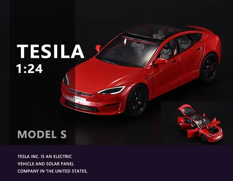 Modèle de voiture Tesla en alliage moulé sous pression, échelle 1:24, jouet en métal, collection de simulation, son et lumière, jouet pour enfants, cadeau