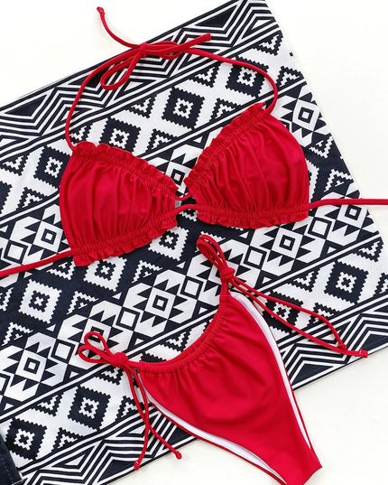 Maillot de bain bikini plissé ajustable