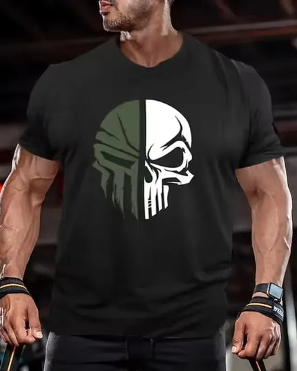 3D Men's T shirt for men Print Military Skull T Shirt Oversized Gym Short-Sleeved Sportswear Men Clothing Sport Top Tees