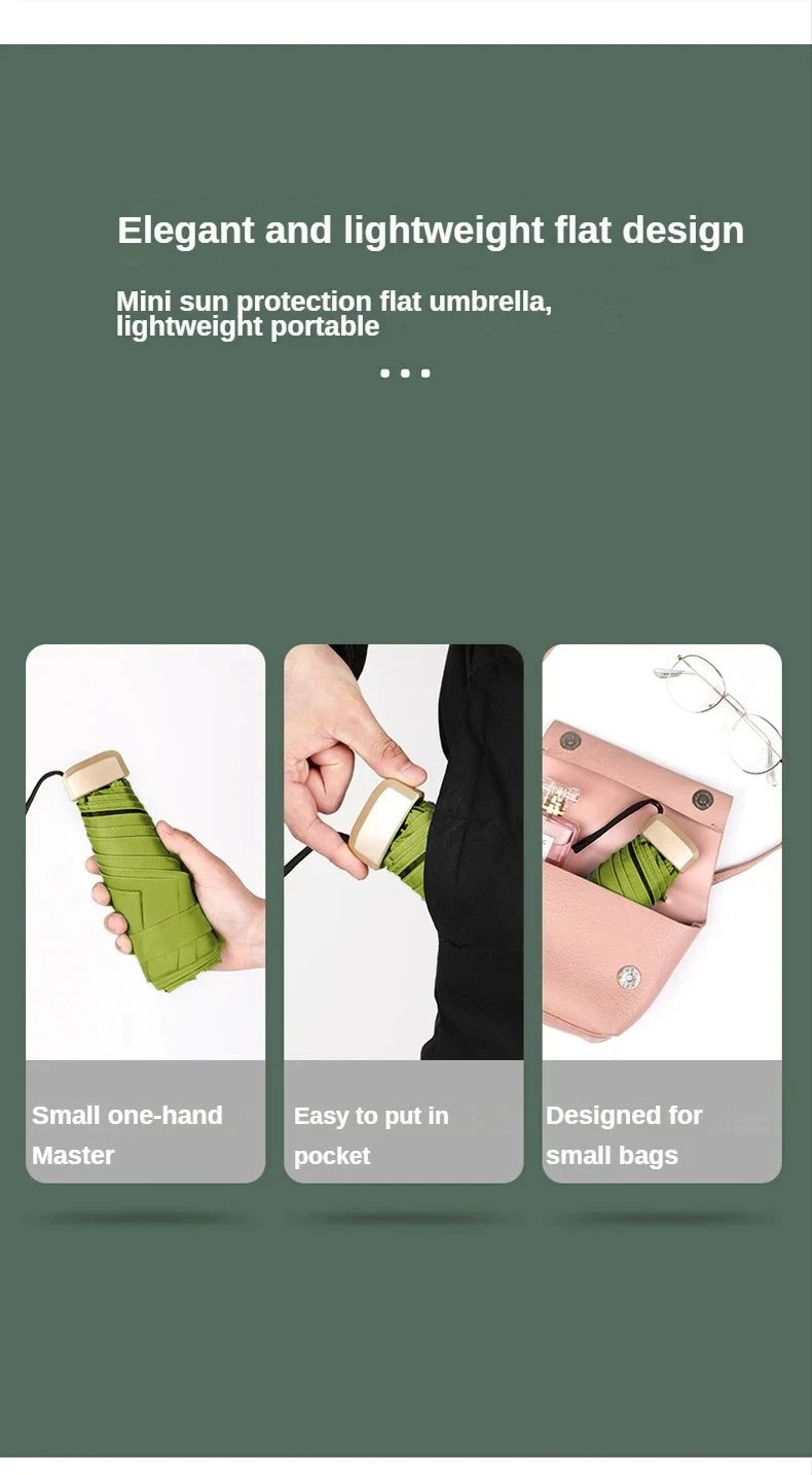 mini parapluie de poche pliable en vinyle, protection UV et ultraviolets, 55 % de réduction