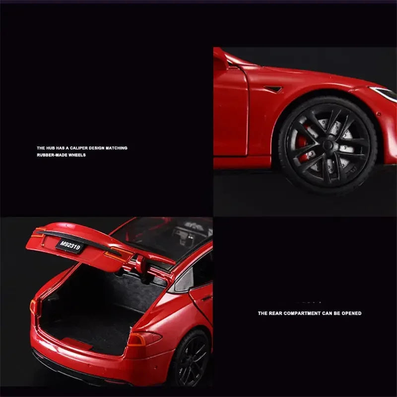 Modèle de voiture Tesla en alliage moulé sous pression, échelle 1:24, jouet en métal, collection de simulation, son et lumière, jouet pour enfants, cadeau