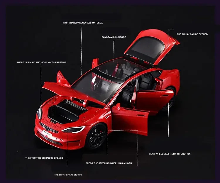Modèle de voiture Tesla en alliage moulé sous pression, échelle 1:24, jouet en métal, collection de simulation, son et lumière, jouet pour enfants, cadeau